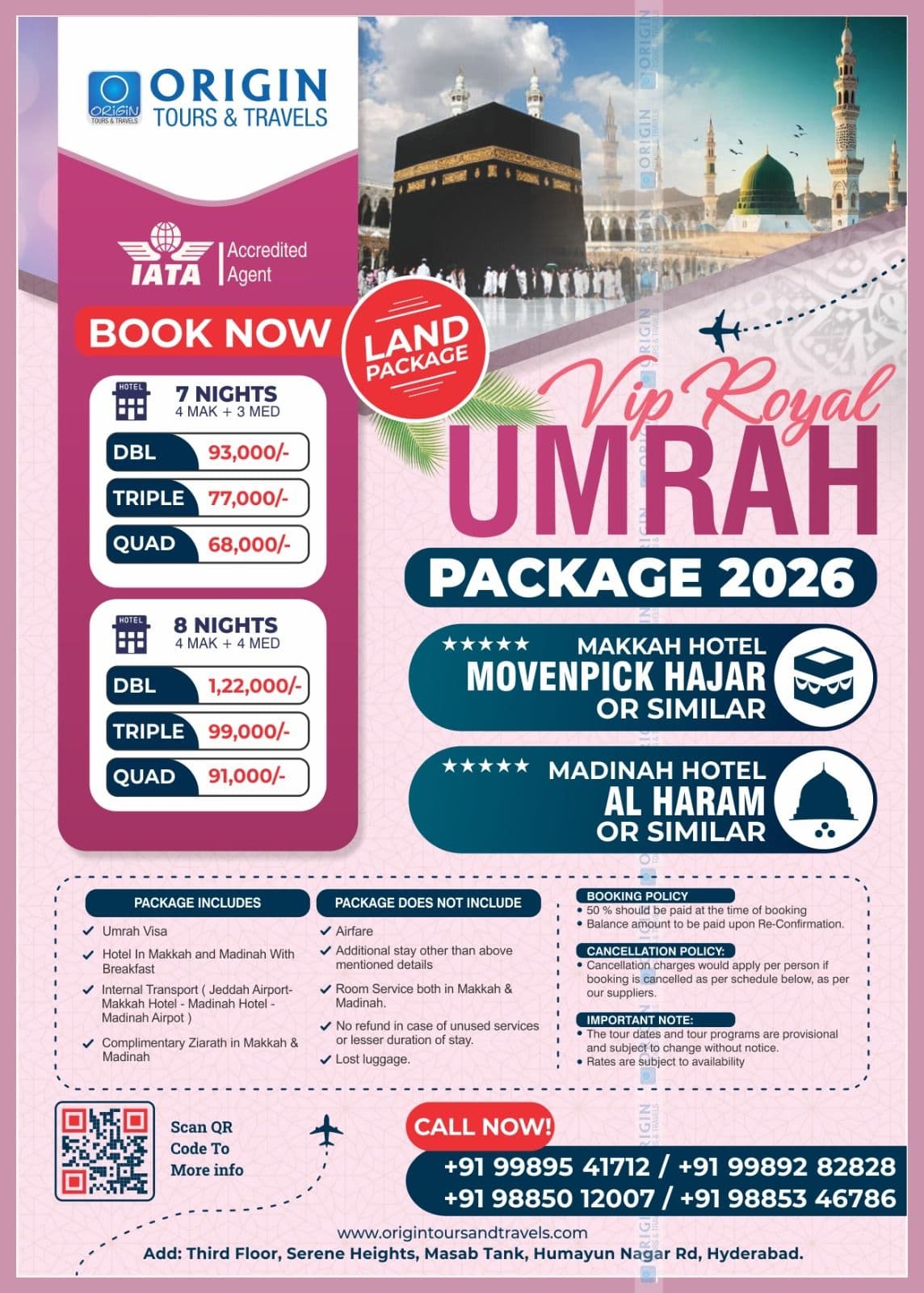 ORIGIN VIP Royal Umrah Land Package – 8 Nights